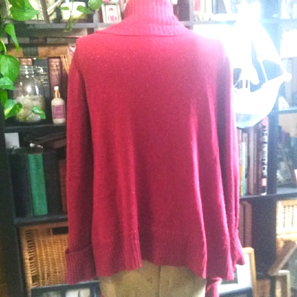 Inc Sparkly Red Open Front Cardi L - image 2